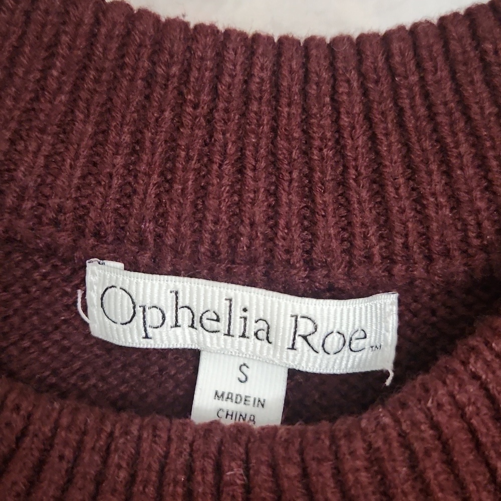 Burgundy balloon sleeve knit sweater Cozy Fall Winter formal party church school - Picture 8 of 10